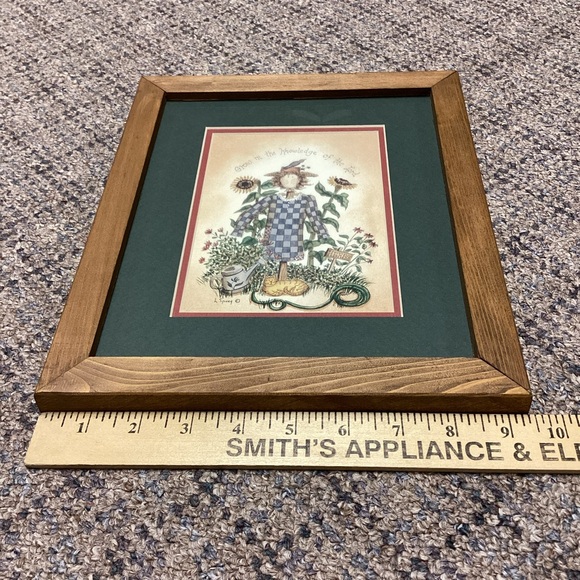 Framed Scarecrow Country Primitive Artwork “Grown In The Knowledge of The Lord” - Picture 4 of 6